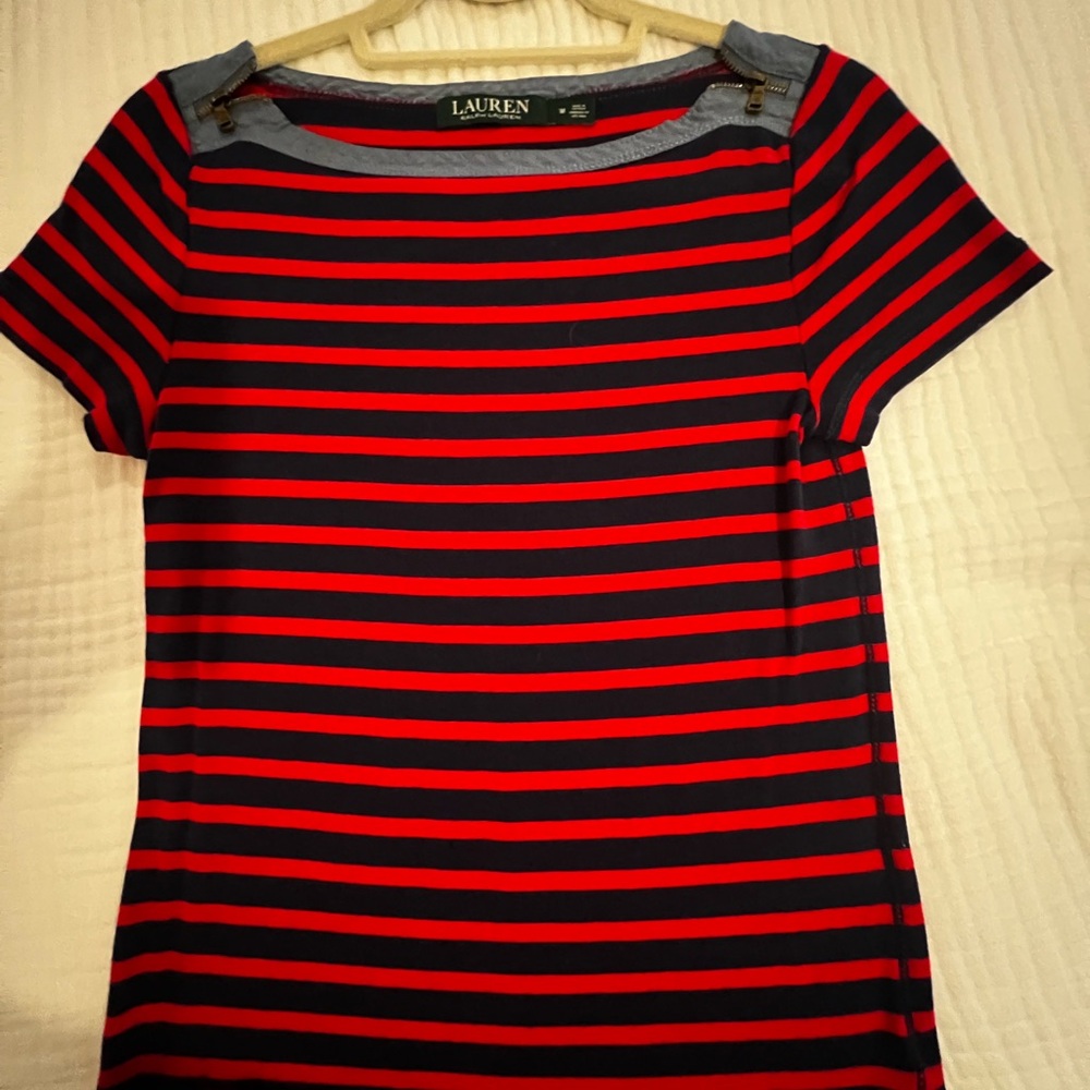 Ralph Lauren Navy and Red Striped Tee